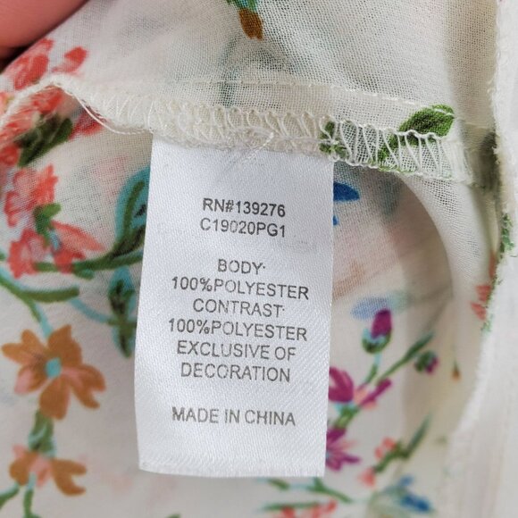 Charming Charlie Womens Floral Sleeveless Tank Top Blouse Sz S White V-Neck - Picture 7 of 11